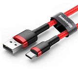 Baseus Cafule Kabel Duurzame Nylon Kabel USB / USB-C QC3.0 2A 2M Rood - (CATKLF-C09)