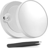 Merkloos / Sans marque HORCONDORM S.R.L. 20x Vergrößerungsspiegel – 8,8cm Witte Make-up Spiegel met 2 Precisie Pincetten