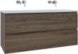 Saniclass Chaci Badkamermeubelset - 120x45x55cm - keramische wastafel glans wit - 2 wasbakken - zonder kraangaten - 2 lades - mat noten