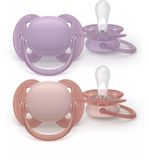 Philips Avent Pacifier ultra soft, 2 stuks, 6-18 maanden, Lilac;Red