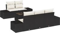 vidaXL Tuinbank Set 6-delig Zwart/Crème Polyrattan