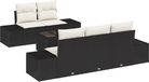vidaXL Tuinbank Set 6-delig Zwart/Crème Polyrattan