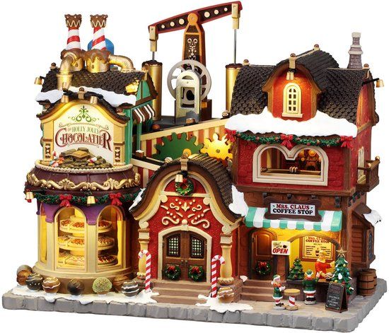 Lemax Holly Jolly Chocolatier & Mrs. Claus Coffee Shop - Animatie