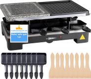 TK Gruppe Raclette-set voor 8 personen - Grillplaat en steenplaat met antiaanbaklaag - Tafelgrill inclusief pannetjes en schraper