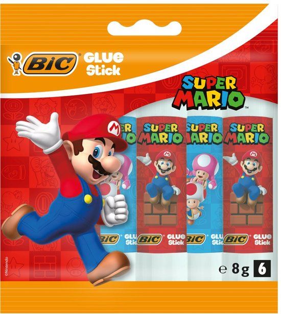BIC Lijmstiften Super Mario 8g - Pak van 6