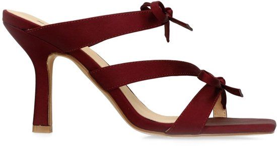 Sacha - Dames - Bordeaux rode sandalen met hak en strikjes - Maat 40