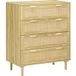 Commode Bohème 4 tiroirs en rotin tissé, meuble de rangement style ethnique, finition bois clair 90x45x108.5 cm
