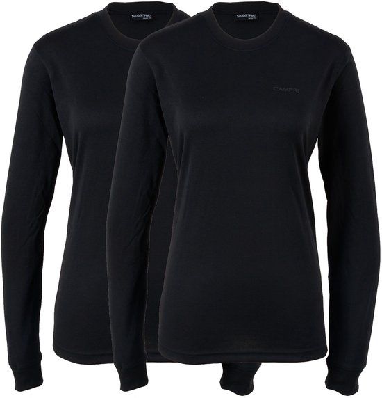 Campri Thermoshirt lange mouw (2-PACK) - Sportshirt - Dames - Maat XS - Zwart