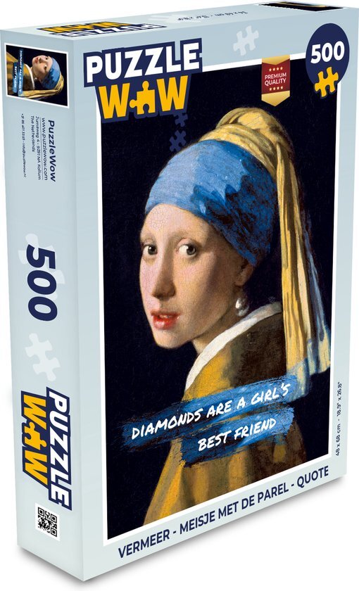 MuchoWow Puzzel Vermeer - Meisje met de parel - Quote - Legpuzzel - Puzzel 500 stukjes