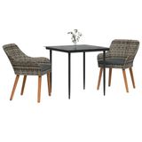 vidaXL - Eettafel Set - 3-delig - Grijs - Poly rotan