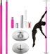 Barre de danse professionnelle, barre de danse rotative et statique, barre de danse portable et amovible, barre robuste en acier inoxydable de 40 mm, barre de fitness réglable en hauteur, utilisable pour le fitness à domicile, dans les clubs et les gymnases, couleur : rose