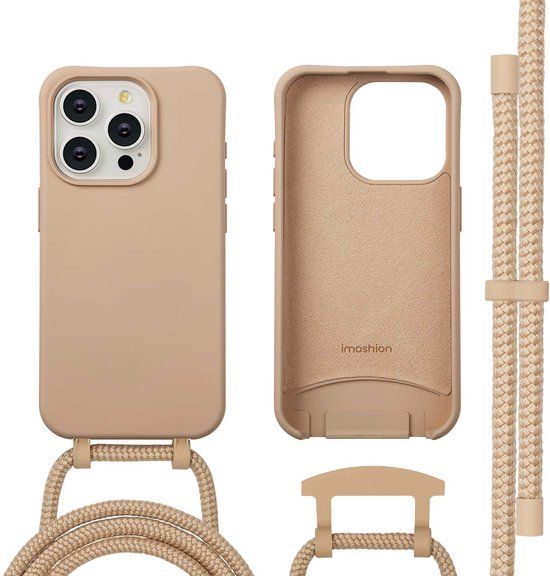 imoshion Hoesje - Geschikt voor iPhone 15 Pro - Color Backcover met afneembaar koord geschikt voor MagSafe - Nude