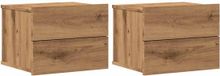 vidaXL Nachtkastjes - 2 stuks - Wandgemonteerd - 40x32x30 cm - Artisanaal Eiken