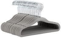 Amazon Basics Kids Fluwelen, slipvaste kleerhangers voor baby's en peuters, 29,5 cm, 50 stuks, grijs