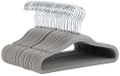 Amazon Basics Kids Fluwelen, slipvaste kleerhangers voor baby's en peuters, 29,5 cm, 50 stuks, grijs