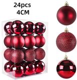 Holland Connections Set van 24 kerstballen - rode plastic kerstballen - klein formaat, geschikt voor kerstboomversiering (4 cm)