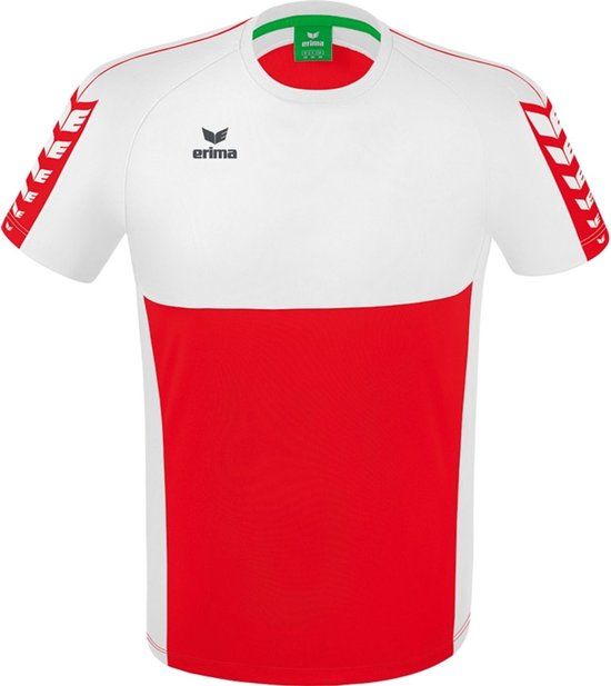 Erima Six Wings T-Shirt Kinderen - Rood / Wit Maat 164