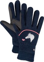 ELT Fleece Kinder Rijhandschoen Lucky Giselle - maat 5-7YRS - navy/lucky heart