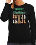 Bellatio Decorations foute kersttrui/sweater dames - All I want for Christmas - zwart - piemel/penis M