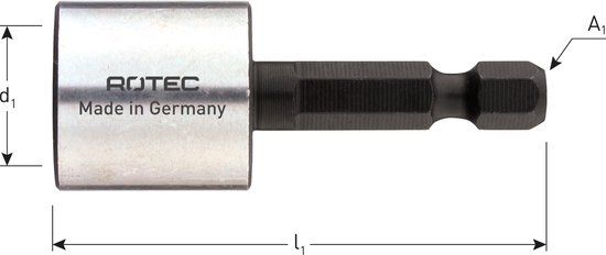 Rotec BV Dopsleutel E6.3 1/4" bitopn., magnetisch, SW 6x50