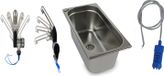Évier en inox, 325x176x150mm. Évier pour camping, robinet et pompe inclus, modèle Q1