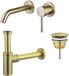 Fortifura Calvi Wastafelkraanset - inbouw wastafelkraan - always open plug - design sifon - PVD - geborsteld messing (goud)