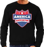 Bellatio Decorations America supporter schild sweater zwart voor heren