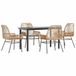 vidaXL Ensemble de jardin 5 pièces avec coussins, polyrotin, verre, marron