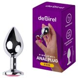Desirel - bouchon anal S - bijou rose - métal argenté et rose