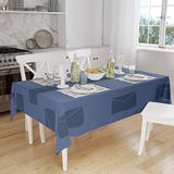 Bonamaison Tafelkleed, Anti-Mold, Sneldrogend, Waterdicht, 100% Polyester Tafellaken, Blauw, 140 x 160 Cm