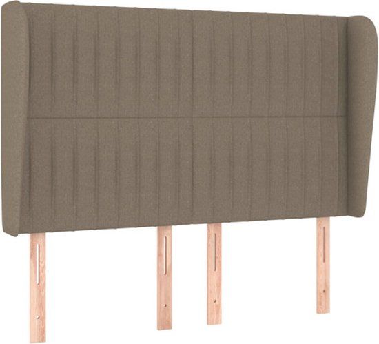 vidaXL Hoofdbord met randen 147x23x118/128 cm stof taupe