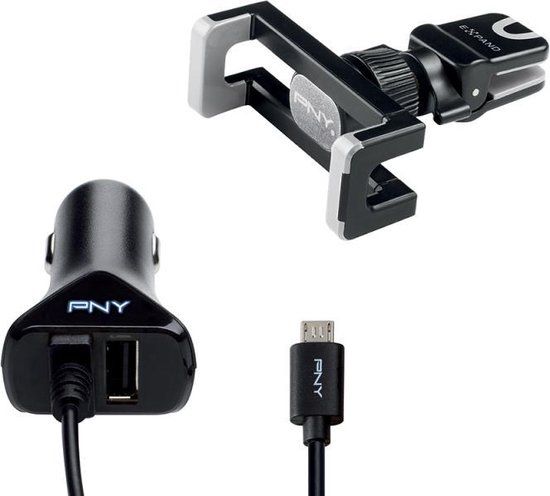 PNY B-HVEEXK1/PDCUUK1-RB Car Charger - 17W - Black