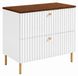 3xE living Meuble sous-vasque Bello 80 cm, blanc/chêne noyer, pieds dorés