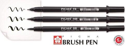 Sakura Pigma Brush Pen zwart - 3 diktes