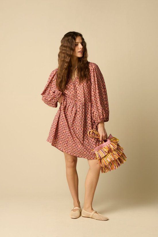 Sissy-Boy Donkerrode midi jurk met print