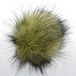 Generic Pompom van imitatiebont met drukknop, 100% polyacryl, olijf, 12-14 cm
