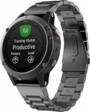By Qubix Qubix Stalen Schakelband - Zwart - 22mm Quickfit - Geschikt voor Garmin Forerunner 745/935/945/955/965