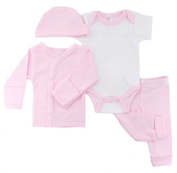 Soft Touch babykleding set meisjes katoen roze 4 delig