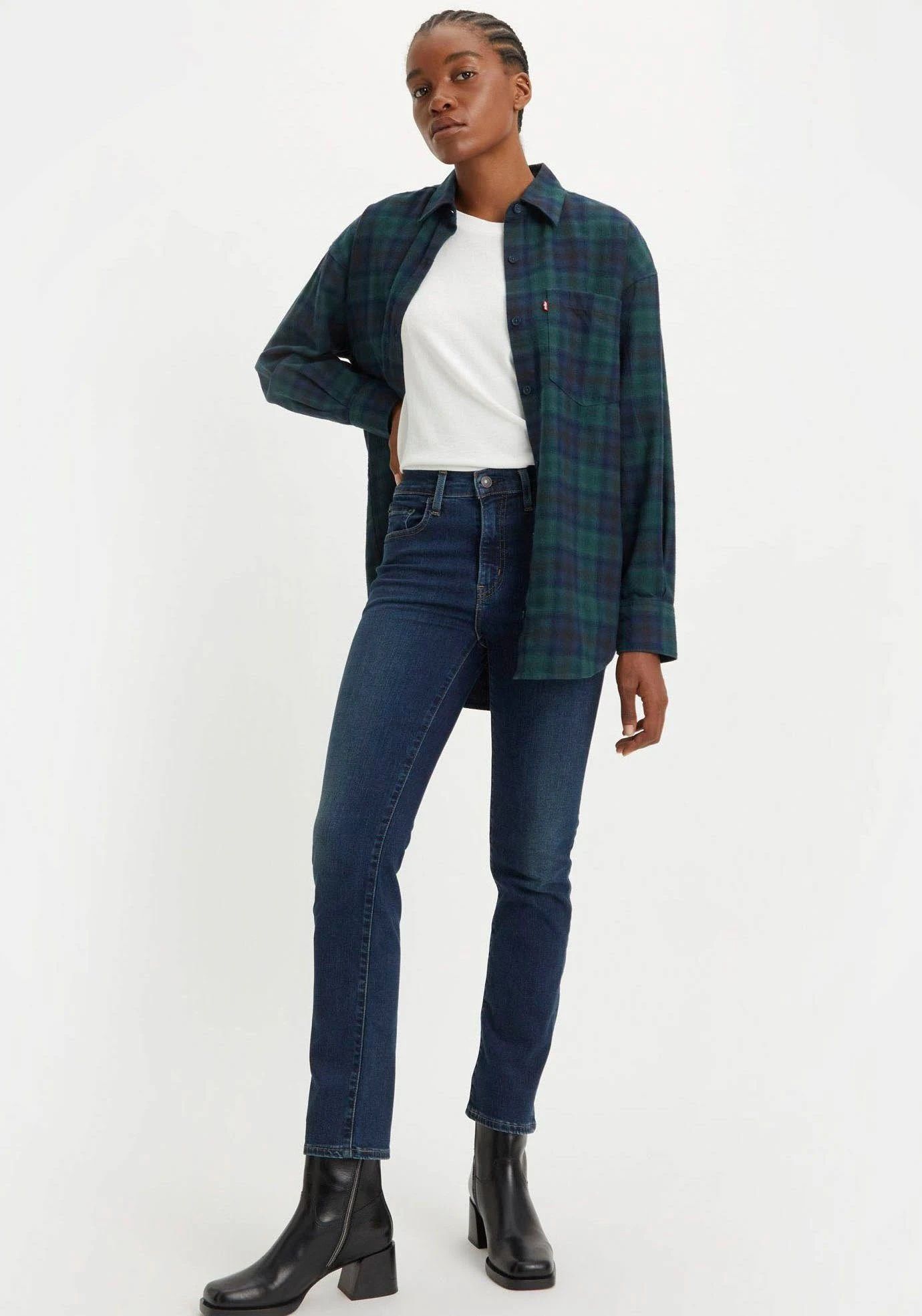 Levi's 724 High Waist Straight Fit Jeans - Dark Blue Denim