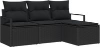 vidaXL Canapé - 4 pièces - Noir - Poly rotin