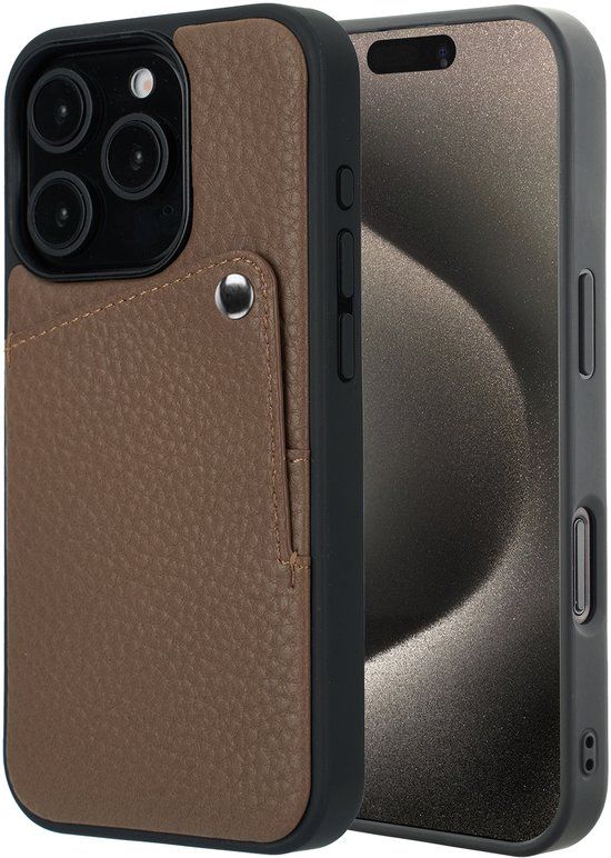 Selencia Hoesje - Geschikt voor Apple iPhone 15 Pro - Backcover met Pashouder - Mocha Brown
