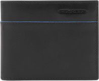 PIQUADRO Leren Portemonnee Blue Square Revamp Men Wallet RFID Nero Zwart