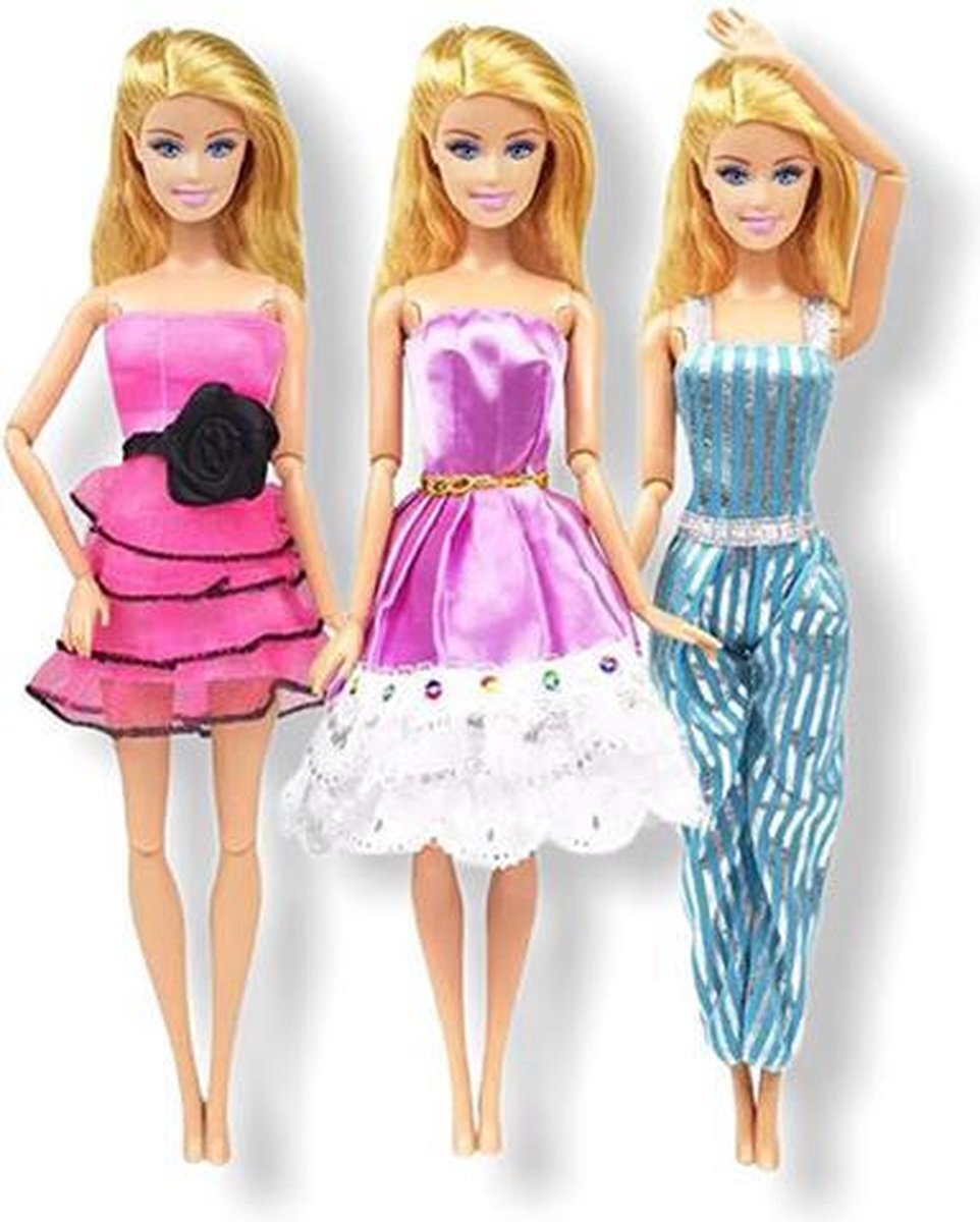 Isa's Friends Barbie kleding - 3 Outfits voor poppen - Poppenkleertjes - Geschikt voor o.a Barbie - Setje 'Iris' - Barbie kleertjes - GRATIS verzending