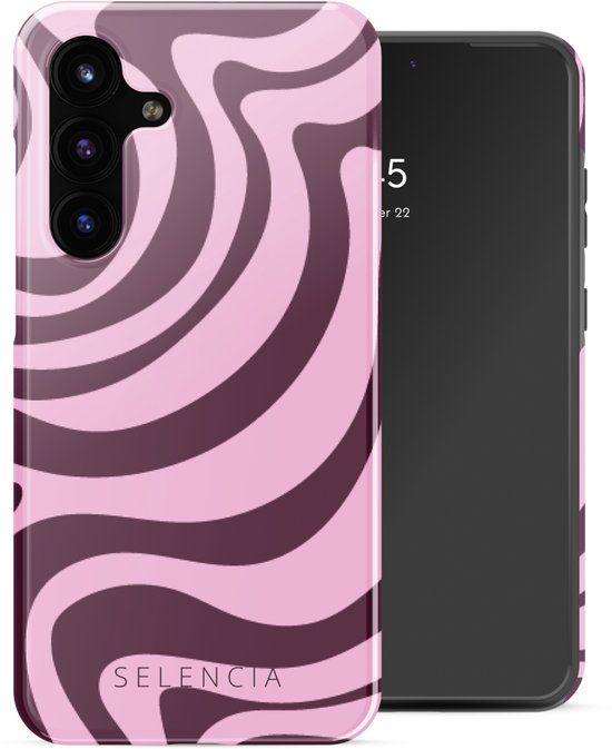 Selencia Hoesje - Geschikt voor Samsung Galaxy S25 FE - Backcover - Wavy Swirl Pink Plum