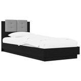 vidaXL Bedframe met Hoofdbord Zwart eiken 80 x 200 cm Bewerkt hout