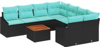 vidaXL - Tuinbank - Set - 9 - st - Zwart - poly - rattan