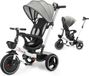 StarTech Driewieler voor kinderen - 6-in-1 duwfiets/buggy - Stuurstang - Afneembare veiligheidsbeugel - Verstelbaar zonnescherm - Veiligheidsgordel - Grote voorwielen (25+ cm), achterwielen (20+ cm) - Grijs