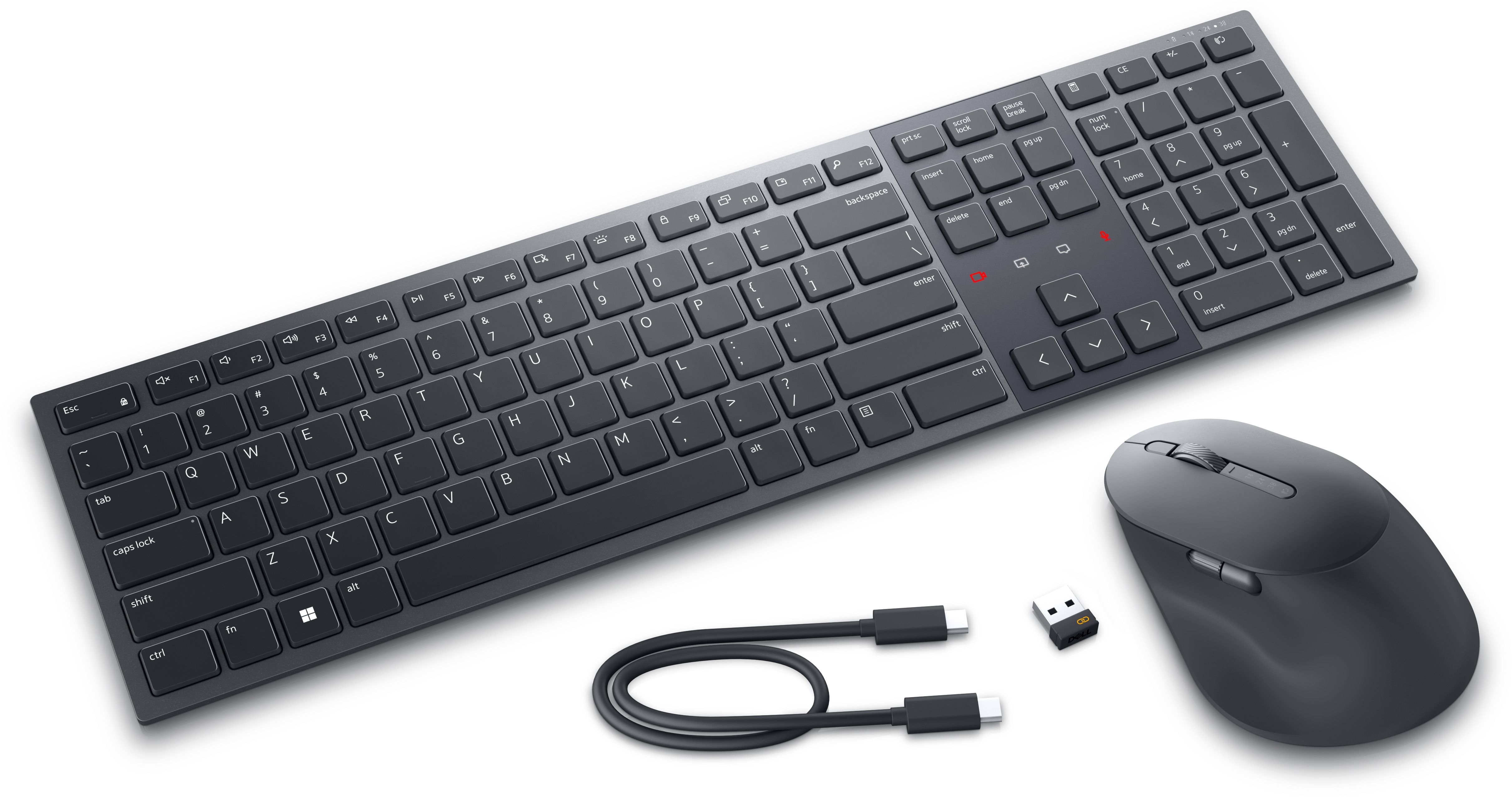 DELL Pro Premium KM900 Samenwerkingstoetsenbord en Muis - Pan-Scandinavisch (QWERTY) - Grafiet