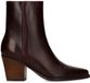 Manfield - Dames - Burgundy leren enkellaarsjes met hak - Maat 38