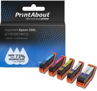 PrintAbout Huismerk Epson 33XL (C13T33574012) Inktcartridge 5-kleuren Voordeelbundel Hoge capaciteit